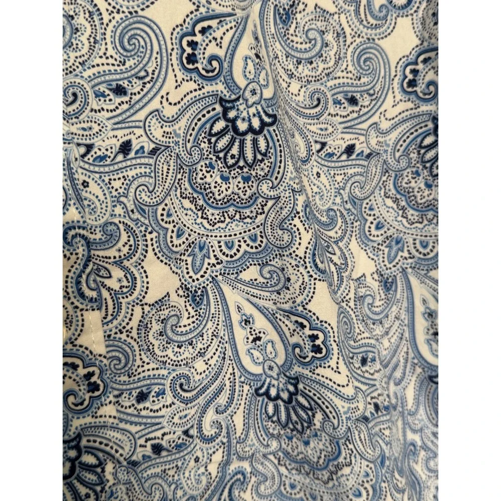 CON.STRUCT Men's XXL Modern Fit Hybrid Blue White Paisley Button Shirt